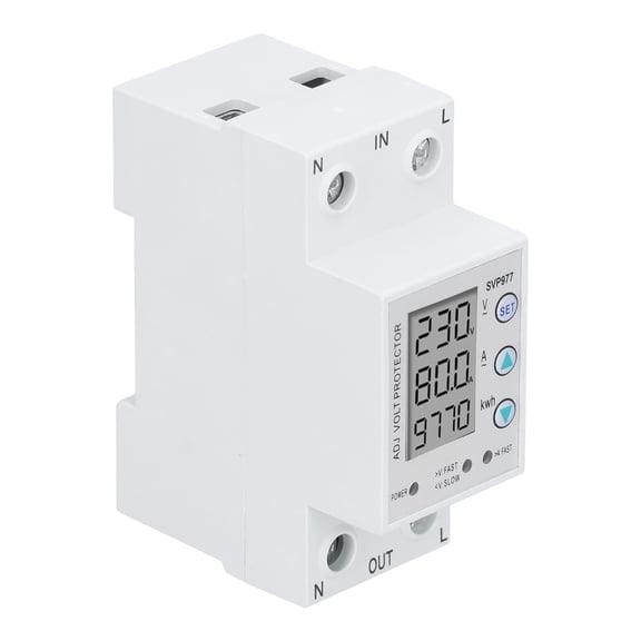 Yajisi SVP-977L 3-in-1 Voltage Protector Backlight Adjustable Over Under Voltage Current Surge Suppressor Protection Power Monitor Device 80A 230VAC (3.2x1.4x2.4 inches / 8.1x3.6x6.0 cm)