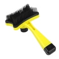 thumbnail image 1 of Yajisi Self-Cleaning Pet Grooming Brush for Dogs and Cats, Deshedding Tool Removes Loose Undercoat, Tangled Hair, Dander and Dirt, Ergonomic Handle, Yellow, 1 of 9