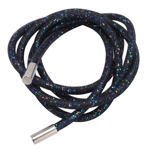 Yajisi Shiny Round Cord 54.3 inches / 138cm Length Mesh and Metal Multifunctional Bling Drawstring Cord Rope Black Mesh with Deep Green Sequins