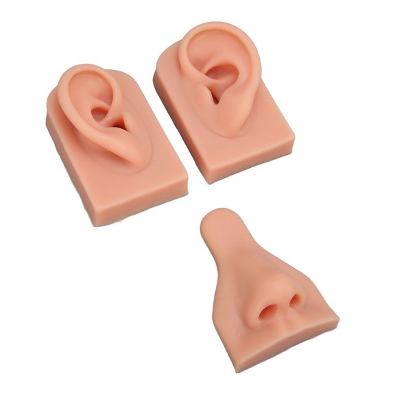 Yajisi Silicone Piercing Practice Model Simulation Soft Flexible 3D Nose Ears Model Set for Jewelry Display and Medical Teaching Light Skin Color