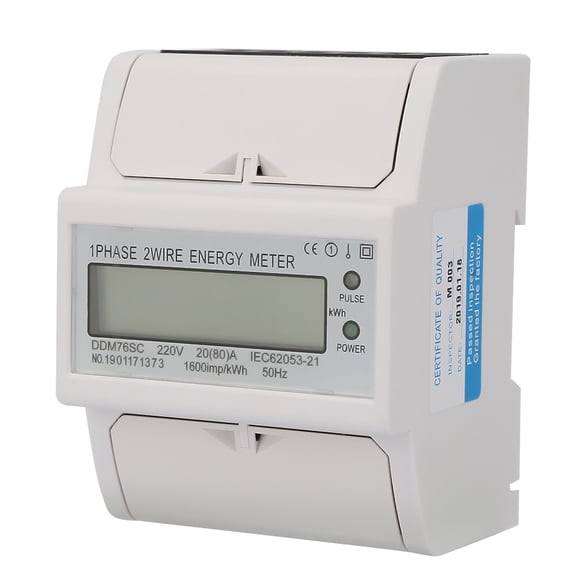 Yajisi Single Phase 4P LCD Din Rail Electricity Power Consumption Wattmeter Energy Meter DDM75SC 220V 230V 20-80A Small Lightweight Reliable AMR System (8.7 oz / 248 g)