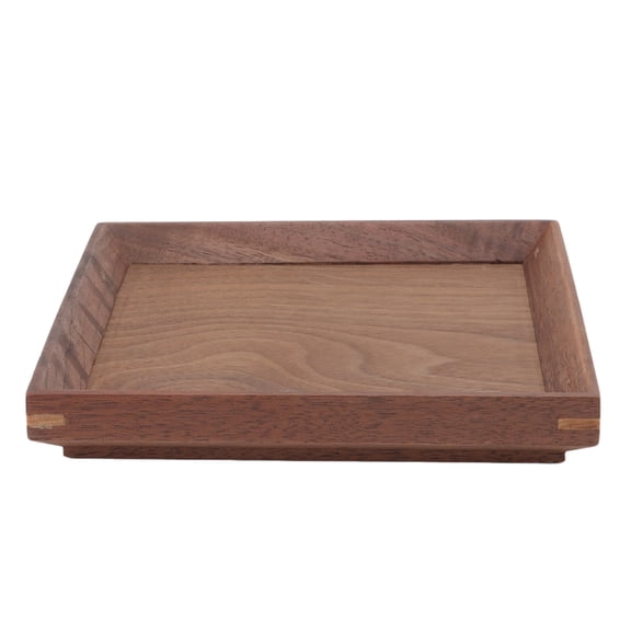 Yajisi Small Square Black Walnut Serving Tray - Solid Wood Food Tea Fruit Cheese Platter For Home Serveware Tableware, 5.9 Inches / 15 cm
