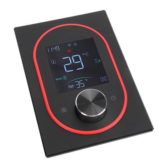 Yajisi Smart Color LCD Thermostat Programmable Knob Control Water Heating Normal Model Black AC 95-240V (5.1 inches / 130 mm)