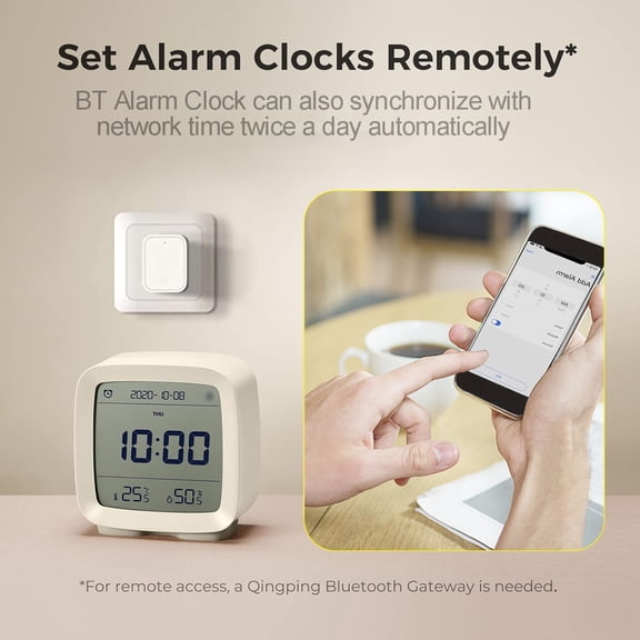 Yajisi Smart Digital Alarm Clock with Bluetooth App Control, Multifunctional 5-in-1 Desk Clock, Temperature & Humidity Display, 16 Alarms, Beige Color for Kids Teens (3.2x1.6x3.3 in / 80.3x41x83 mm)