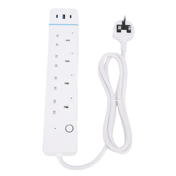 Yajisi Smart Power Strip with 4 Outlets and 3 USB Ports WiFi Tuya APP Voice Control 2990W White (14.17 in / 36 cm)