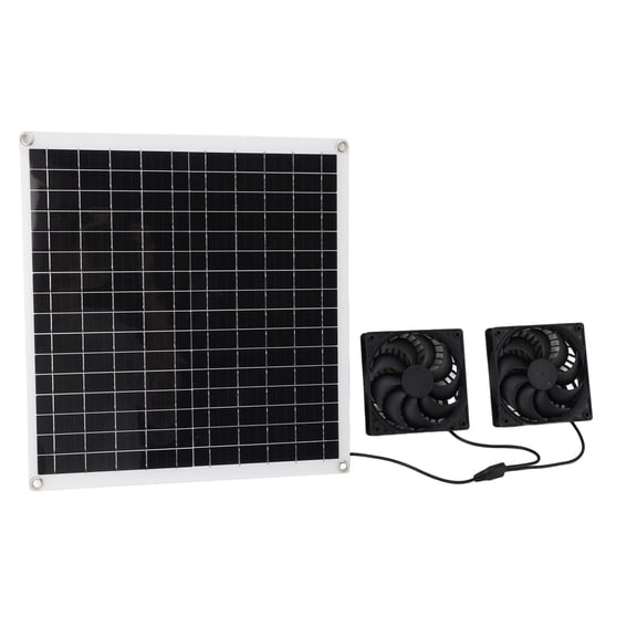 Yajisi Solar Panel Powered Exhaust Fan Portable Outdoor Multifunctional Air Circulation Kit 20W 12V Dual Vent Cooling System For Greenhouse RV Chicken Coop