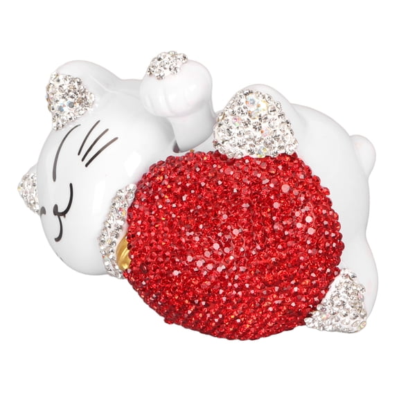 Yajisi Solar Power Waving Arm Lucky Cat Statue Creatively Fortune Cat Decoration White Ears Auto Interior Dashboard Ornaments (4.33 in / 11 cm)