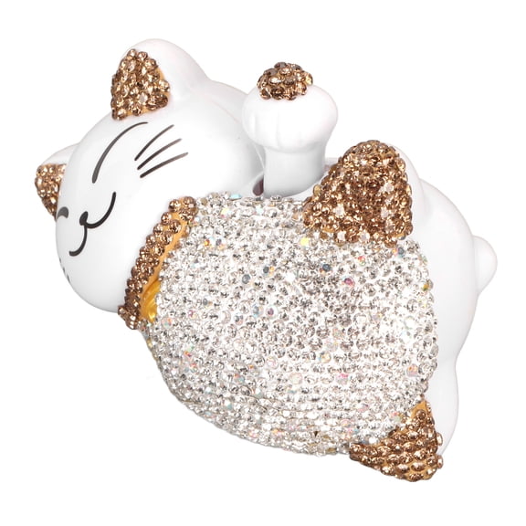 Yajisi Solar Power Waving Arm Lucky Cat Statue Creatively Fortune Cat Decoration Yellow Ears Auto Interior Dashboard Ornaments (4.33 in / 11 cm)