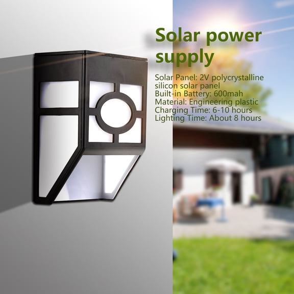 Yajisi Solar Powered Wall Mount 2 LED Light Outdoor Garden Path Landscape Fence Yard Lamp, High-Brightness Security Lighting and Dusk-to-Dawn Automation Front Door Patio Pathway Light, White