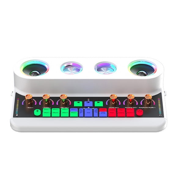 Yajisi Sound Card & Audio Podcast Equipment Portable Karaoke Machine Multifunctional Rechargeable BT Sound Card White (11.4 inches / 29 cm)