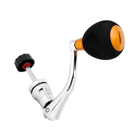 Yajisi Spinning Reel Replacement Power Handle, Metal Rocker Arm EVA Grip, Gold, Large (4000-6000 Series), Fishing Accessory