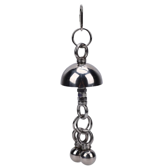 Yajisi Stainless Steel Bell Cage Hanging Bite Toy, Metal Bells Chewing Accessory for Medium to Large Pet Parrots Entertainment and Play, Durable Foraging Exercise