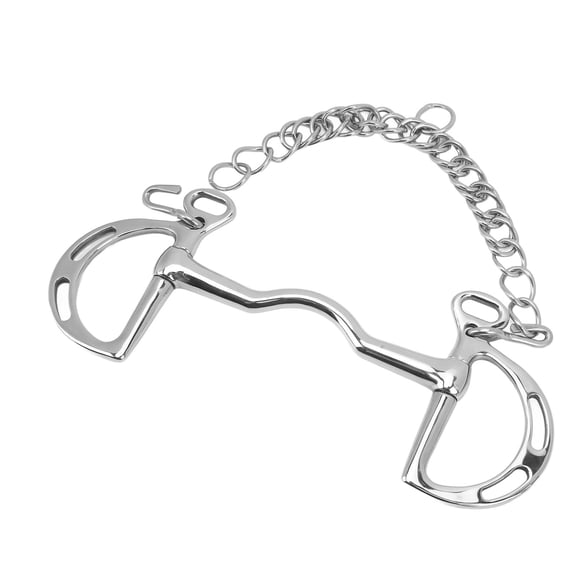 Yajisi Stainless Steel D-Ring Horse Bit 5.3 inches / 135mm Snaffle Bit with Chain for Equestrian Care Roller Bit Copper Mouth Joint Bits Training Equipment