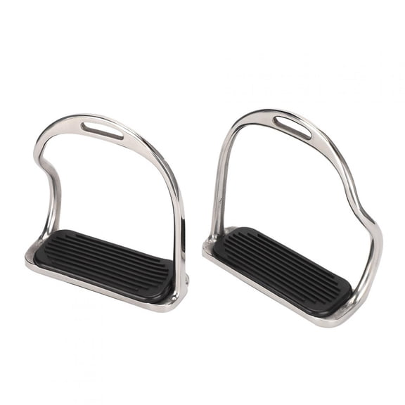 Yajisi Stainless Steel Horse Stirrups with Anti-Slip Rubber Pads, Durable Equestrian Equipment Supplies for Safe Riding, 1 Pair, Silver, 19 cm / 7.48 inches