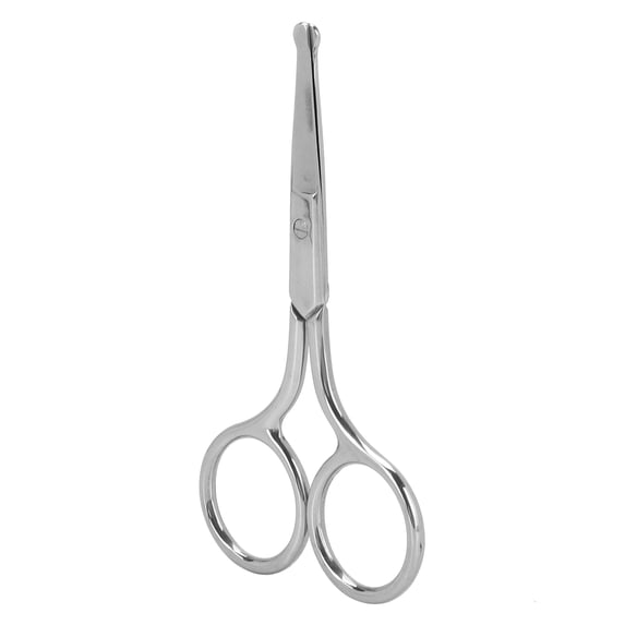 Yajisi Stainless Steel Rounded Tip Nose Hair Scissors for Men, Eyebrows and Beards Grooming Tool, 5.1 inches / 13 cm (Model 90)