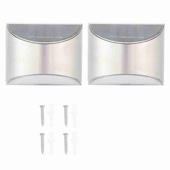 Yajisi Stainless Steel Solar Fence Security Lights Light-Control Step Wall Lamp for Outdoor Use, Waterproof 2-Pack (3.9 in / 10 cm)