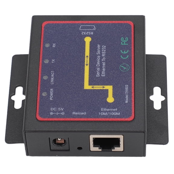 Yajisi TXI022 RJ45 to RS232 Serial Network Adapter Ethernet Device Server TCP IP Converter with US Plug (6.69 inches / 17.00 cm)