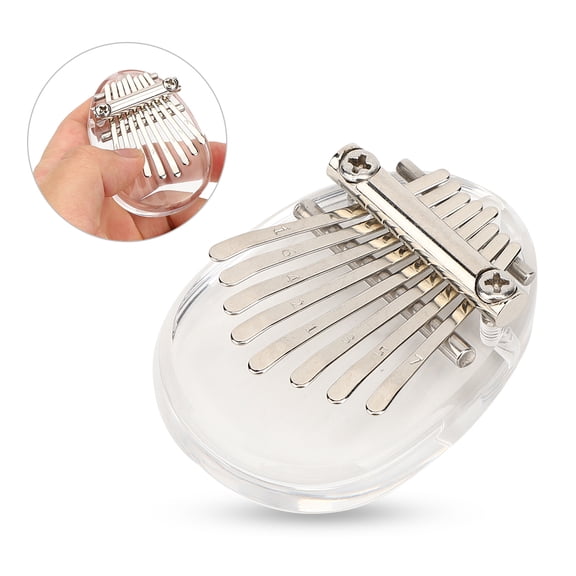 Yajisi Thumb Piano 8 Keys Mini Portable Acrylic Kalimba Oval Crystal Decoration Gift Musical Instrument, 2.8 inches / 7 cm