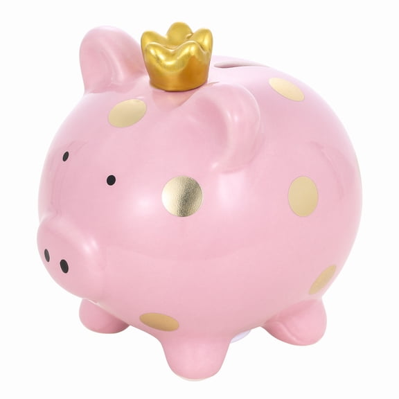 Yajisi Tooarts Crown Piggy Bank Ceramic Money Bank Cartoon Spotted Pig Home Furnishings Crafts Family Gifts Souvenir Pink[cite: 1]