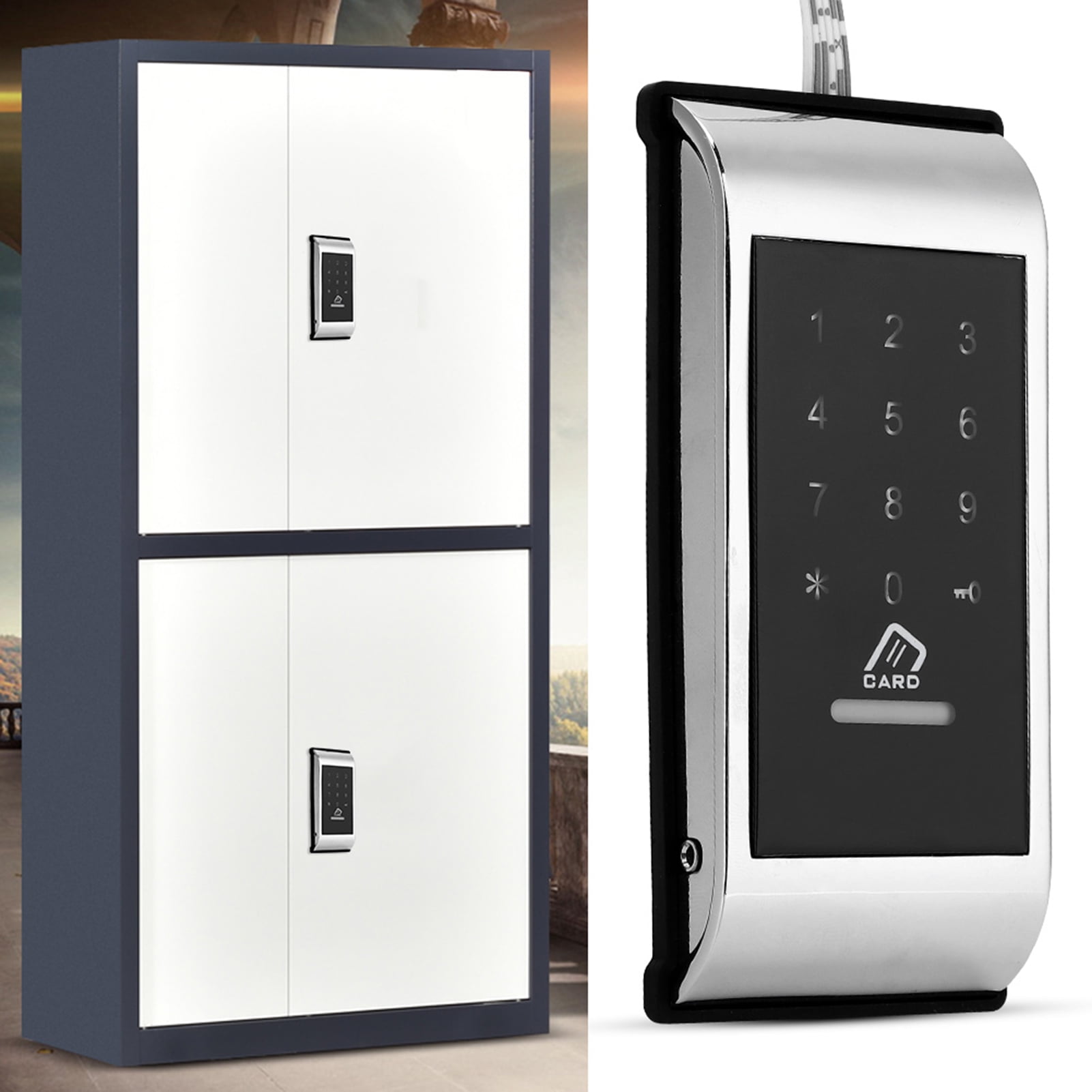 Yajisi Touch Keypad Password Key Access Lock Digital Electronic Security Cabinet Coded Locker Silver 4.5 in