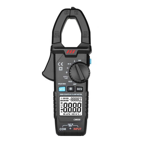 Yajisi True-RMS Digital Clamp Meter Multimeter 600A AC Current 600V AC/DC Voltage Auto-Ranging Tester LCD Display Data Hold NCV Capacitance VFD RCD Measurement Tools for Electromechanical Use Black