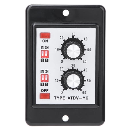 Yajisi On Off Twin Timer Relay Knob Control Time Switch ATDV-YC 6S-60M Adjustable Delay Automatic Control Electrical System Relay AC 110V 220V 4.33 inches / 11 cm