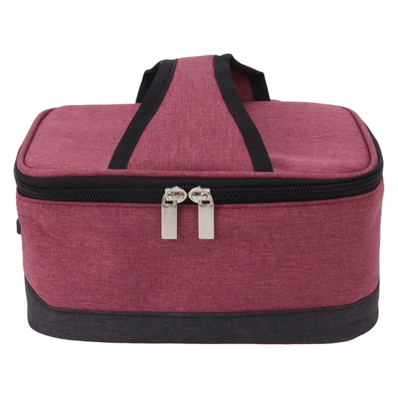 Yajisi USB Heated Lunch Box Portable Food Warmer 8.7x6.7x3.9 inches / 22x17x10 cm Electric Heating Insulation Bag for Work Travel Camping Picnic Wine Red