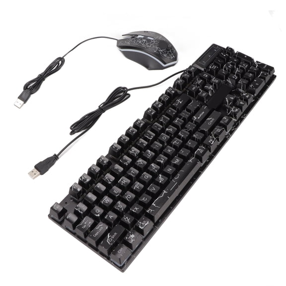 Yajisi USB Keyboard Mouse Combo Crack Colorful Backlight 104 Keys Gaming Keyboard Mouse Set (20.47 inches / 52 cm)