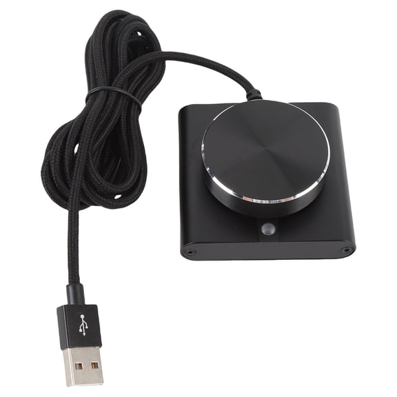 Yajisi USB Volume Control Knob for PC External Media Controller with 1-Key Mute Plug and Play Support for Windows Mac Android, Black