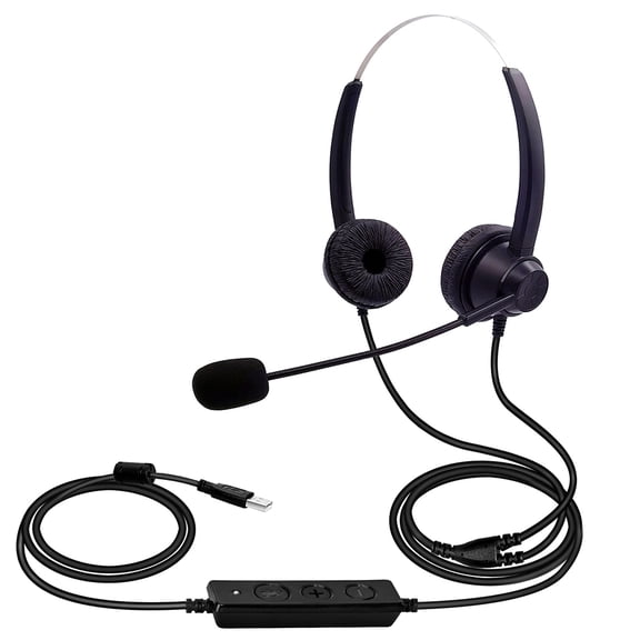 Yajisi USB Wired Computer Headset with Microphone, Universal Office Call Center Headphone, Volume Control & Mute, PC Gaming