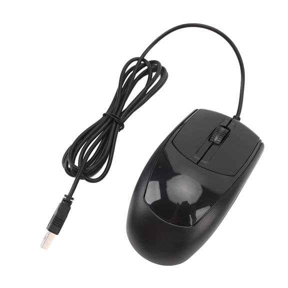Yajisi USB Wired Mouse Ergonomic Corded Computer Mouse 1200 DPI Silent Click Optical Gaming Mouse for Office Laptop Desktop PC Mac Ambidextrous Design 6.3 inches / 16 cm Black