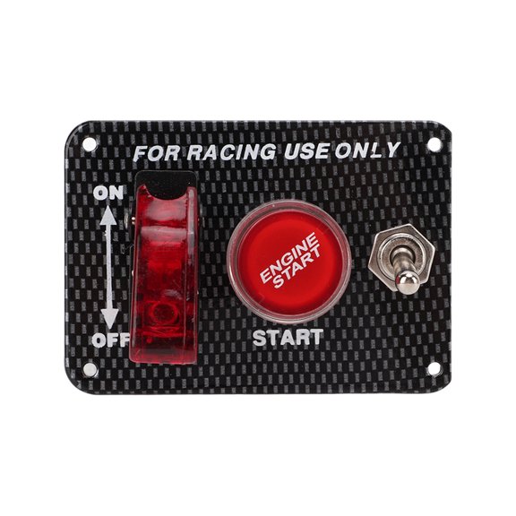 Yajisi Universal Carbon Fiber Style 12V Ignition Switch Panel Aluminum Alloy Engine Start Push Button for Car Truck RV Racing Automotive Modification