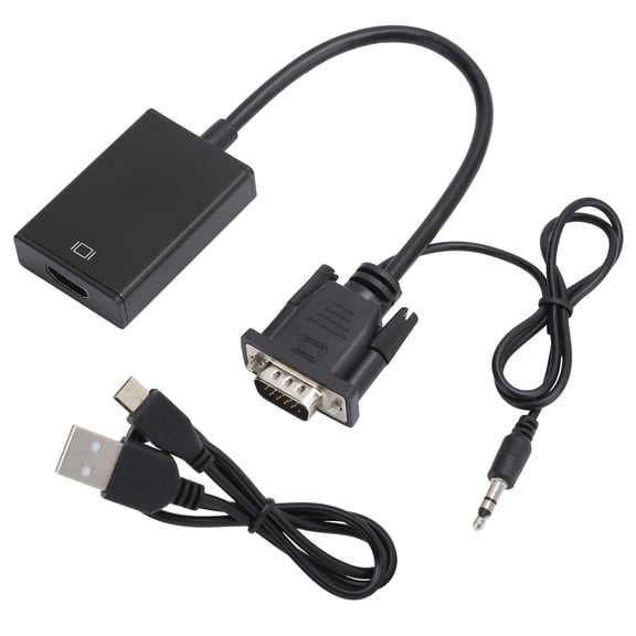 Yajisi VGA to HDMI Converter Adapter with Audio and Power Supply Cable, 1080P HD Video Signal Conversion for PC to TV Monitor Projector, Model E305, Black