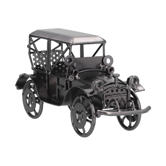 Yajisi Vintage Classic Car Model, European Style Iron Antique Craft Home Decor Figurine, Retro Grey Desktop Auto Ornament for Living Room Bedroom Office Decoration, 8.27 inches / 21 cm