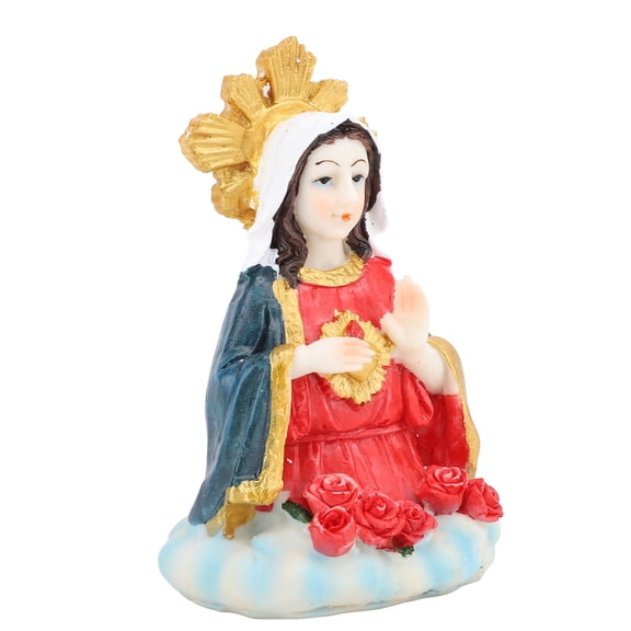 Yajisi Virgin Mary Bust Statue 5 Inches / 12.7 cm Resin Exquisitely Crafted Tabletop Heart of Mary Figurine Home Religious Decorative Object For Living Room Bedroom Or Personal Prayer Altar