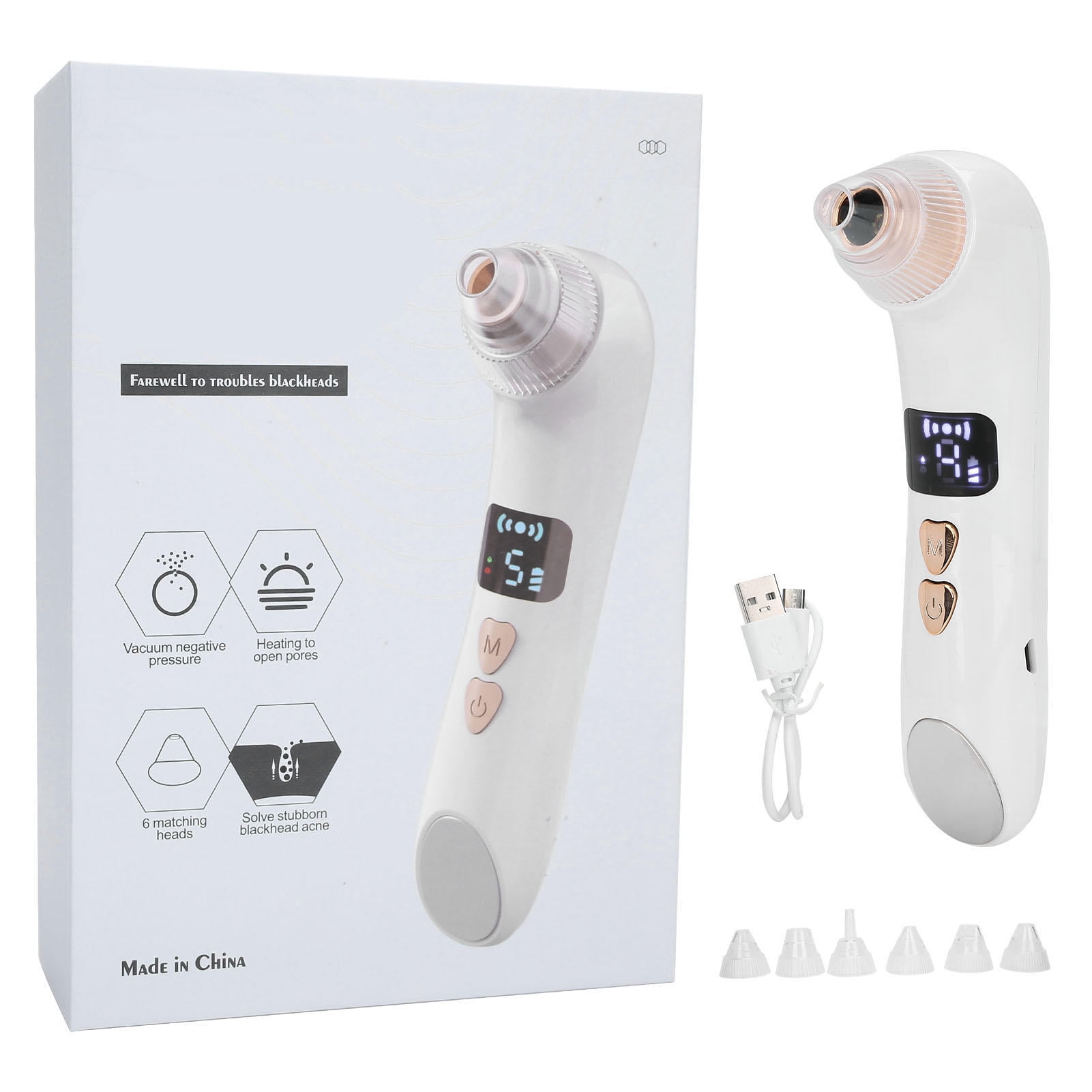 Yajisi Visual Blackhead Remover Vacuum Pore Cleaner with Hot Compress 5 Suction Levels 6 Replaceable Probes for Facial Deep Cleaning 7.87 x 5.51 x 1.97 in