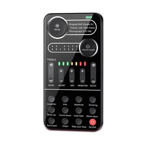 Yajisi Voice Changer Portable Live Sound Card Set, Mini Audio Mixer with 9 Sound Effects, Colorful Light, Voice Changer Device for Phone Laptops Computer Games