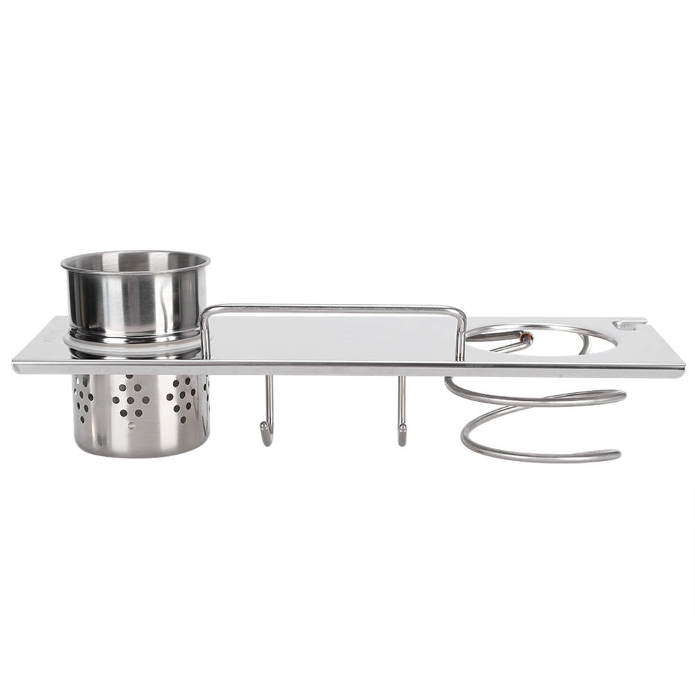 Yajisi Wall Mounted Hair Dryer Holder, 304 Stainless Steel Bathroom Organizer with Storage Cup for Hair Tools, 14.57x5.91x5.91in