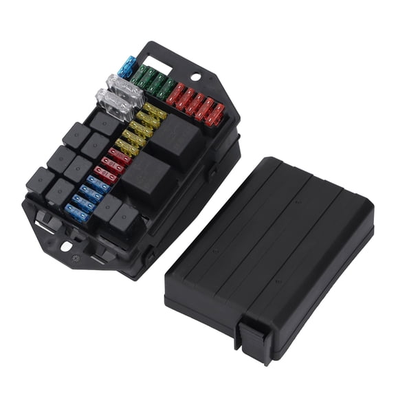 Yajisi Waterproof Blade Fuse Relay Box Kit 12V DC Automotive Distribution Block with 11 Relay Holders and 24 ATC ATO Fuses for Car Truck Marine Boat Engine Bay Jeep (7.87 inches / 20 cm)