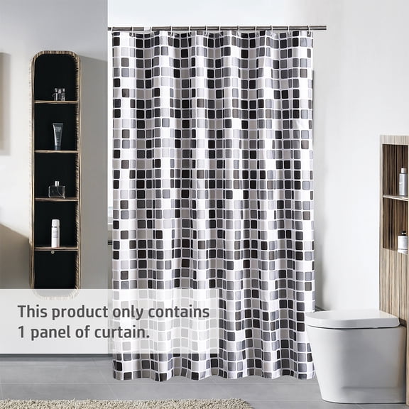 Yajisi Waterproof Shower Curtain Geometric Mosaic Printed Polyester Bath Accessories, Grey, 94.5 x 78.7 in / 240 x 200 cm