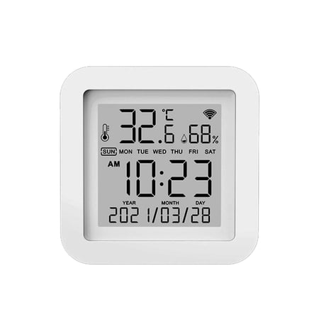Yajisi WiFi Temperature Humidity Sensor, LCD Display Smart Thermometer with USB Power, Compatible with Alexa & Google Home, 2.6" x 2.6" x 0.7"