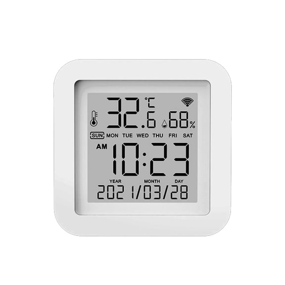 Yajisi WiFi Temperature Humidity Sensor, LCD Display Smart Thermometer with USB Power, Compatible with Alexa & Google Home, 2.6" x 2.6" x 0.7"