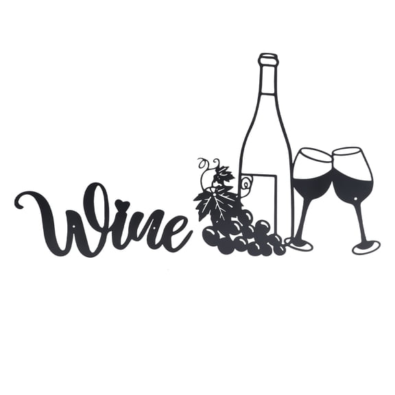 Yajisi Wine Theme Wall Decor Modern Innovative Decorative Hollow Out Iron Art Metal Wine Wall Decor for Living Room Black 11.8 inches