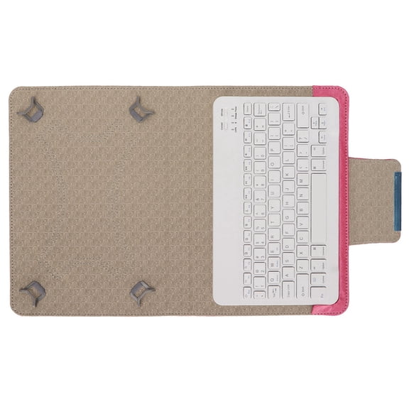 Yajisi Wireless Keyboard with Leather Case 10 inches / 25.4 cm Portable Bluetooth Waterproof Keyboard Rose Red