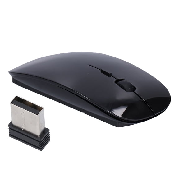 Yajisi Wireless Mouse Smart Slim Portable 2.4G Cordless Mice with USB Receiver for Office Laptop Computer Tablet PC Mac, Adjustable 1600 DPI, 4 Keys, No Battery Included, Black Color