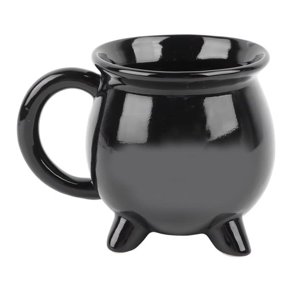 Yajisi Witches Cauldron Mug 10.14 fl oz / 300ml Ceramic Black Witchy Brew Coffee Cup for Halloween Decor Tabletop Decoration Gothic Kitchenware Gift