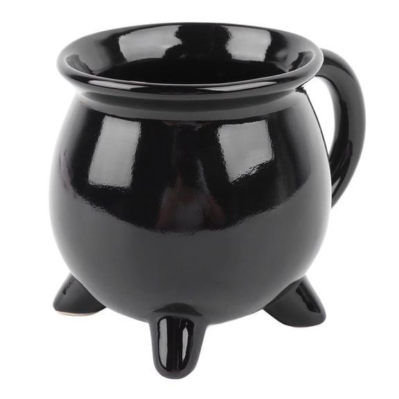 Yajisi Witches Cauldron Mug 300ml Black Ceramic Sealed Witchy Cauldron Mug for Halloween Decor Tabletop Decoration 6.30 x 5.12 x 4.72 in