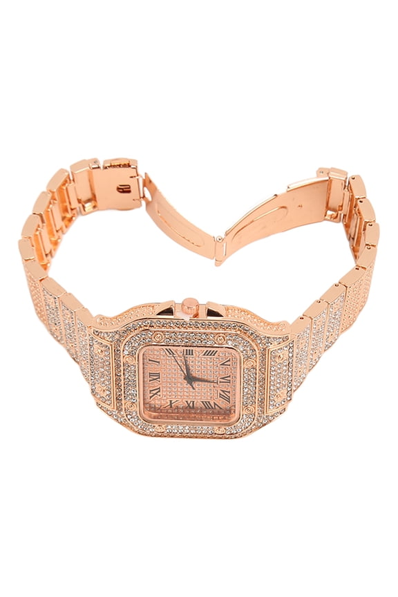 Women's Fashion Quartz Rhinestone Watch Accurate Time Daily Business Golden Wristwatch With Built-in Battery And Durable Alloy Band 10 Inches / 25.4 cm