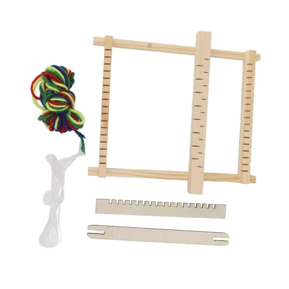 Yajisi Wooden Kids Weaving Loom Kit, Easy Operation Beginner Hand Knitting Machine for Tapestry & Crafts, 9.45 in / 24 cm