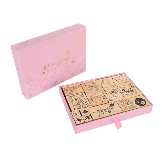 Yajisi Wooden Rubber Stamp Delicate Decorative Wood Stamp Set for Art Craft Journal Diary Scrapbook Planner Letter Card Making Type2, 6.30 x 4.72 x 1.18 inches / 16.0 x 12.0 x 3.0 cm